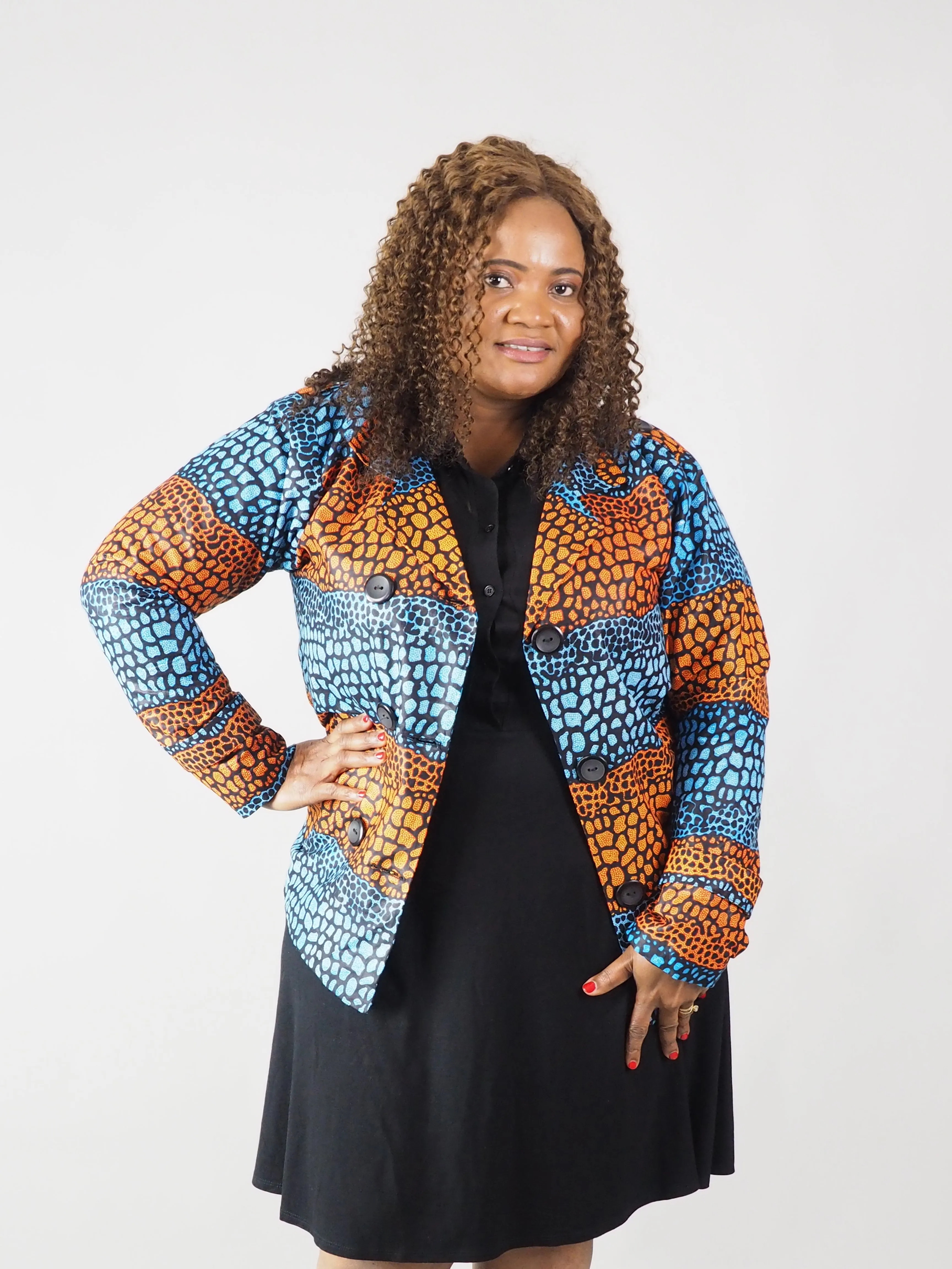 AFRICAN PRINT LADIES' MAHENA FLEECE LINED COAT