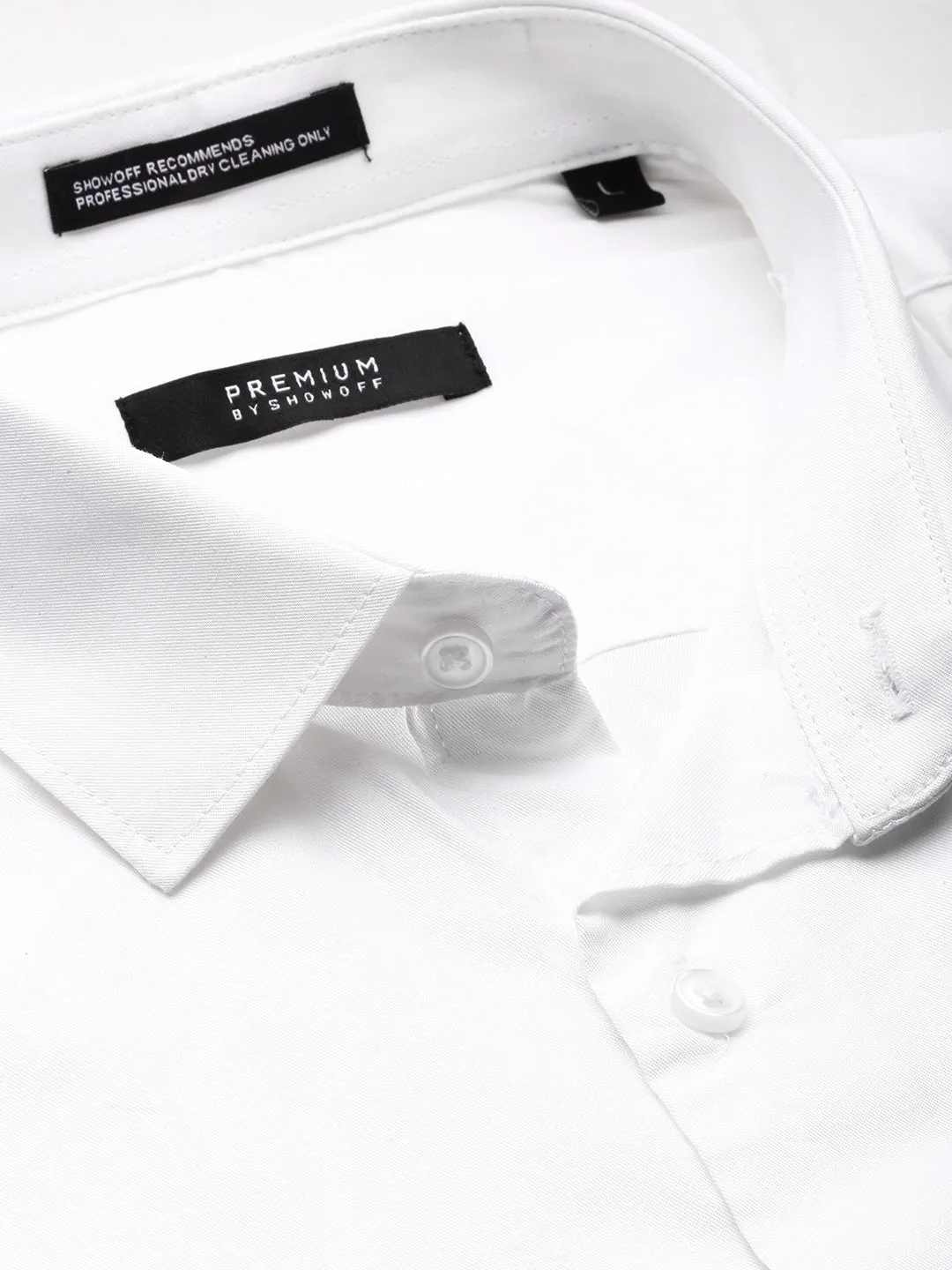 Men White Premium Slim Fit Twill Weave Cotton Casual Shirt