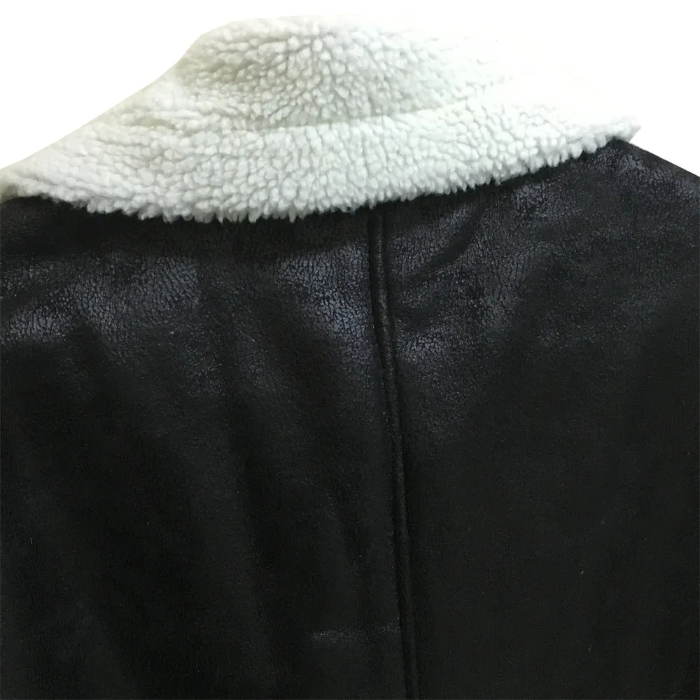 Mens PU Leather Fleece Lined Jacket