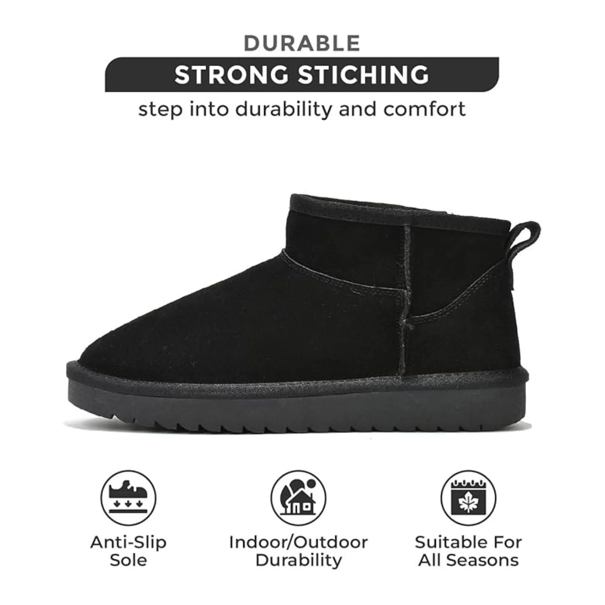 Project Cloud 100% Genuine Suede Snow Boots - Ankle Boots for Women (Hippy)