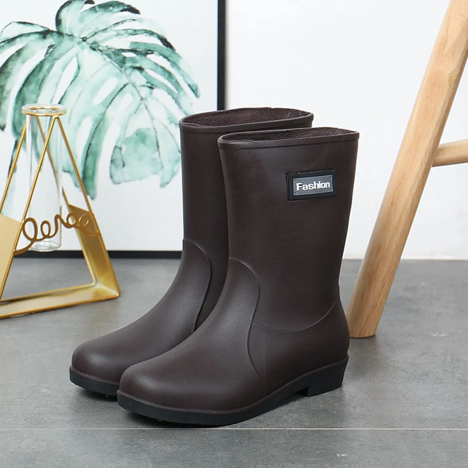 Rain Boots Women Tall Waterproof Mens Grounded Footwear Booties To Wear with Dresses Casual Barefoot Shoes Women's Mid Calf Rain Boots Printed Waterproof Chelsea Boots