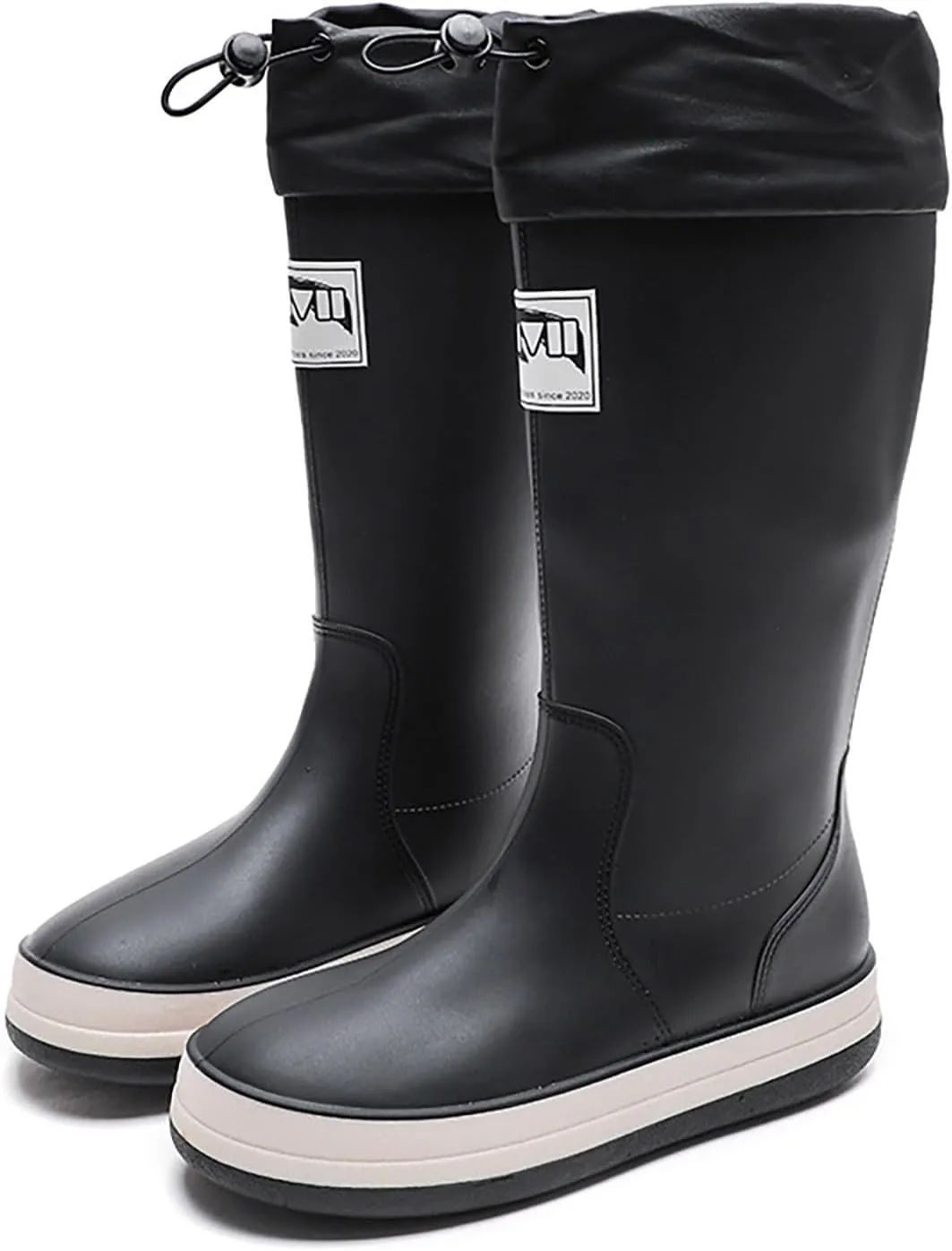 Rain Boots Women Tall Waterproof Mens Grounded Footwear Lace Up Fall Booties 2024 Low Heel Slip On Barefoot Shoes Women's Ankle Rain Boots Rubber Fishing Deck