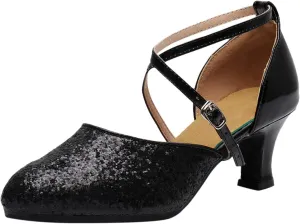 Sandals For Womens Latin Dance Shoes Sandals Heeled Ballroom Tango Party Sequin Dance Shoes Sandals for Women Islander