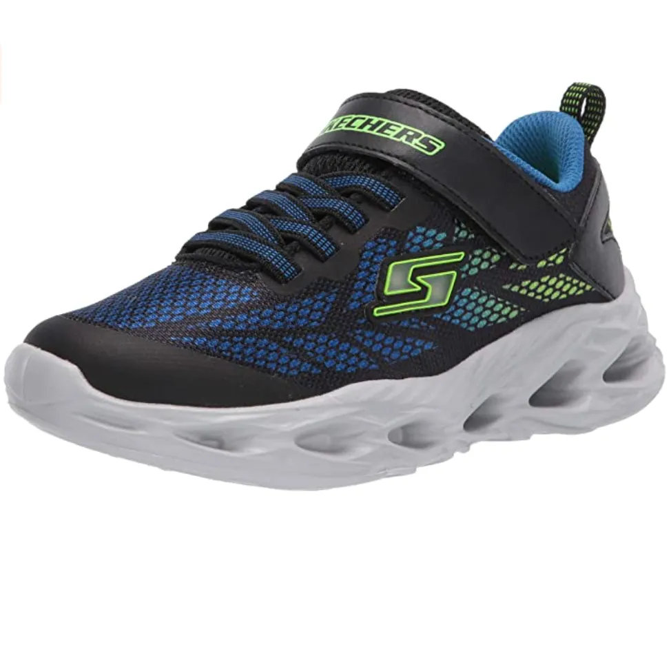 Skechers Kids S Lights Vortex Flash Trainers - Black / Blue / Lime