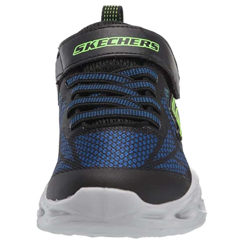 Skechers Kids S Lights Vortex Flash Trainers - Black / Blue / Lime