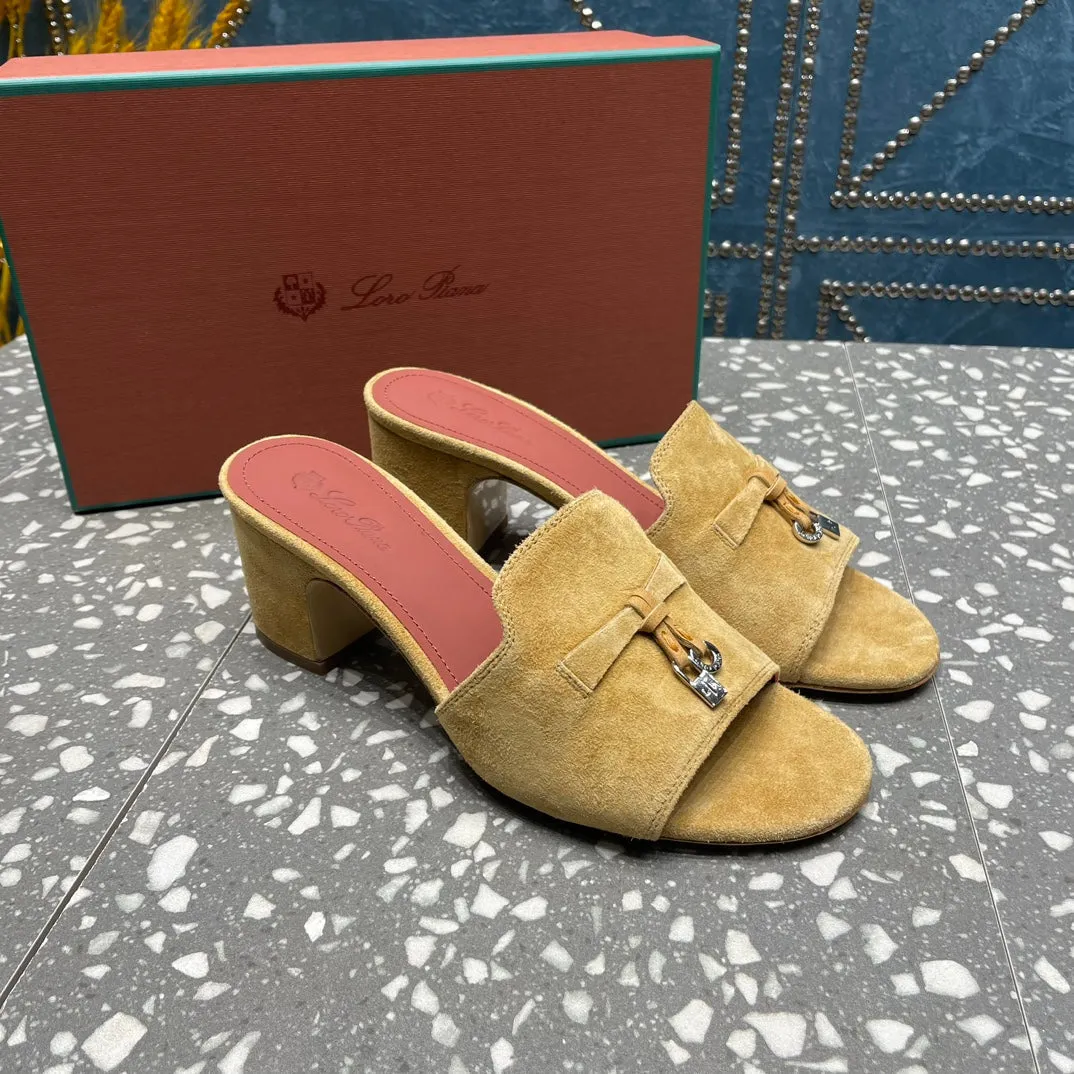 Summer Charms Mules 80 Gold Suede Salmon Lambskin