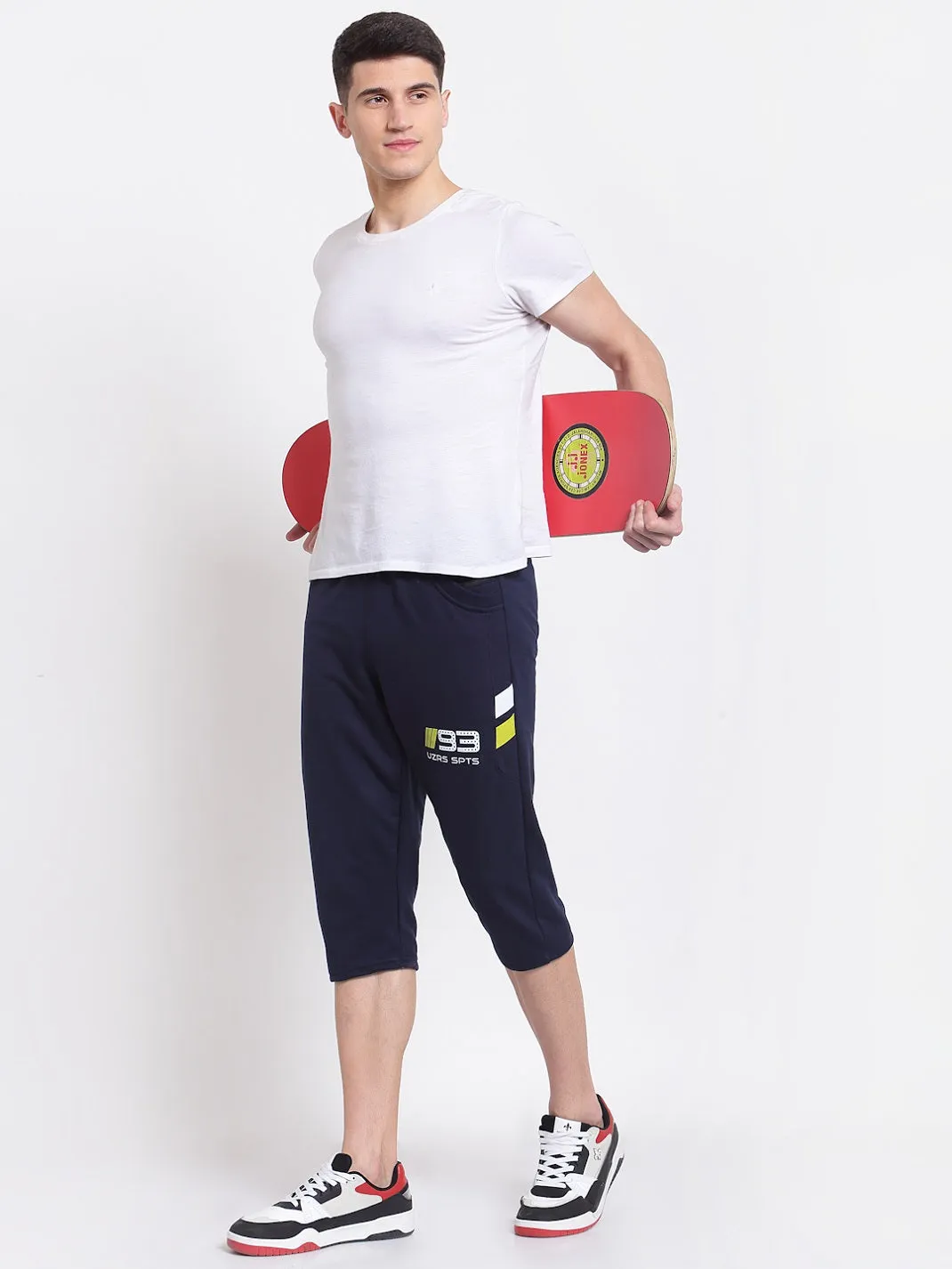 UZARUS Men's Cotton Three Fourth Capri Shorts With Two Zippered Pockets